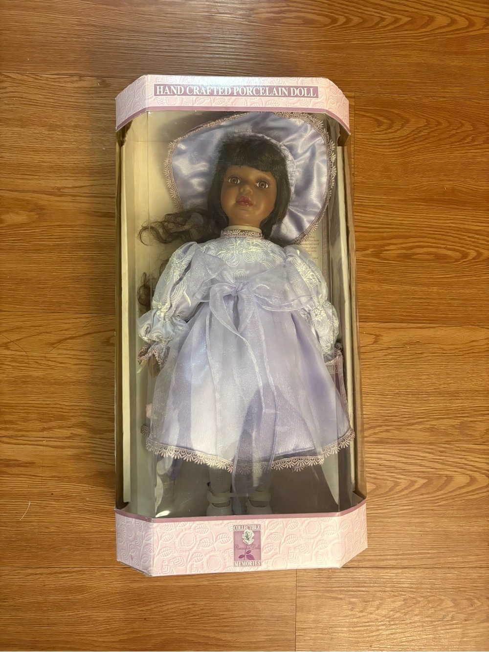 Hand Crafted Porcelain Doll in Lavender Dress - Kids Toys